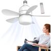 Generico Ventilatore a lampadina - Ventilatore da soffitto a 4 velocità con luce LED