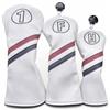 Baoblaze Coprimazza da Golf Copertura Testa Protezione con Lettere Numeri Etichetta a Strappo Presa Rapida Calzino Esteso, Bianco, Set Da Tre Pezzi Con Strisce Rosse E Blu