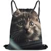 EDPXKL Zaino con coulisse Borse sportive da palestra Gattino spaventato in macchina Borse con coulisse per uomo e donna Borsa da spiaggia Borsa a tracolla
