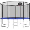 kowdom Trampolino da giardino da 366 cm con rete di sicurezza blu, per esterni, traverse rinforzate, 72 molle, portata 150 kg, robusto trampolino per bambini e adulti