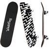 WhiteFang Skateboard per principianti, skateboard completo, 70 x 20 cm, 7 strati in acero canadese doppio calcio concavo standard e trucchi skateboard per bambini e principianti (illuminazione)