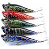 DIYEAH 5 Pezzi Esca Artificiale Galleggiante a Bocca Grande 8cm 12,4g Abs | Disegno Realistico a Forma di Pesce, per Pesca in Acqua Interna, Spruzzi di Superficie e Richiami Mirati