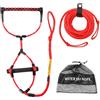 NexRen Corda da wakeboard da 20 m, regolabile a 3 sezioni, linea di traino da sci (rosso nero)