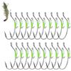 MiOYOOW Amo per gamberetti vivi, 20 ami da pesca luminosi in acciaio al carbonio con gancio spinato per pesci di mare luminosi per acqua dolce e salata