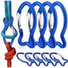 TOYANDONA Set di 10 moschettoni in alluminio, a forma di pesce, blu, con chiusura di sicurezza, portachiavi robusto per attività all'aperto, campeggio, escursionismo, zaino e guinzaglio per cani (non