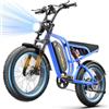 BLUVALL S30 200 W Bicicletta Elettrica Per Adulti, Batteria 48 V 16 Ah, Doppia Sospensione, Velocità Massima 20 Km/H, Autonomia Fino A 65 Km, Pneumatico Largo 50 Cm, 7 Velocità