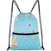 EDPXKL Zaino con coulisse a tema delfini marini, pesci e stelle marine per uomo, donna, bambini, ragazze e ragazzi, borsa da palestra con coulisse a tema mare, zaino sportivo per viaggi, escursioni, spiaggia
