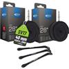 MSZweirad Schwalbe - Set di 2 tubi flessibili per bicicletta SV17, 40 mm, 28 pollici (28/47-622/635), con 3 leve per pneumatici a due ruote
