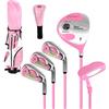 Baoblaze Completo Mazze da Golf Junior con Driver Putter Borsa E Copri Testa in Metallo E Acciaio con Tee Palline E Guanto in Gomma Adatto per Principianti, Rosa Principessa, Altezza 135-165 cm