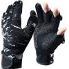 Drasry Guanti in neoprene per pesca sul ghiaccio, touchscreen, 3 dita tagliate per temperature calde e fredde, adatti per uomini e donne, pesca a mosca, fotografia, moto, corsa, tiro (nero/bianco, S)