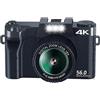 CCZRD Fotocamera Digitale Da 56 MP Videocamera For Fotografia 4K For Vlogging Con Messa A Fuoco Automatica For Webcam WIFI Schermo 3 Cattura Facilmente Momenti Meravigliosi(With 128G TF Card)