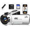 Gtonster Videocamera FHD 4K 56 MP, videocamera WiFi Vlogging per YouTube con visione notturna a infrarossi, zoom digitale 18x, registratore video touch screen da 3,0, con scheda da 64 GB, telecomando