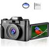 CCZRD Macro Lens 4K Digital Camera Flip Screen Selfie Camcorder 48MP Vlog WIFI Webcam Videoregistratore Vintage 16X Grandangolare Cattura Facilmente Momenti Meravigliosi(NO SD Card,Only With Filter)