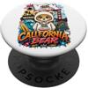 Bahaa's Tee California Bear with Famous Landmarks Illustration Graphic PopSockets PopGrip Adesivo