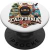 Bahaa's Tee California Bear with Famous Landmarks Illustration Graphic PopSockets PopGrip Adesivo