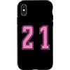Uniform Number Pink SUL RETRO E FRONTE Custodia per iPhone X/XS Rosa Numero 21 Uniforme Numerata Squadra Sportivo