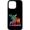 ROOTED WILD SOUL painted rainbow animal Custodia per iPhone 15 Pro Max Simpatico disegno colorato di alce Silouhette di alce