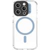 case&me cover trasparente con modulo MagSafe per iPhone 15 Pro, compatibile con MagSafe, protezione per fotocamera, azzurro