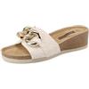 QUEEN HELENA Ciabatte a Fascia con Zeppa Casual Donna X32-202 (Beige, Sistema Taglie Calzature EU, Adulto, Donna, Numero, Media, 38)