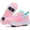 ANEFUN Scarpe da skate a rotelle per ragazze ragazzi bambini scarpe da ginnastica staccabili con ruote alla moda, Rosa Luna, 36 EU
