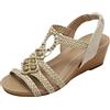 rismart Donna Sandali Moda Intrecciati con Tacco Zeppa Cinghie Elastiche Punta Aperta Estive Scarpe Albicocca,36 EU