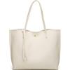 Dreubea - Borsa a tracolla da donna in morbida pelle sintetica, borsa tote, a spalla, a mano, con nappa, di grande capacità, bianco, Taglia unica