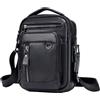 pundarika Borsello Uomo in Vera Pelle - Tracolla Crossbody e Borsa Messenger Nero con Tracolla Regolabile