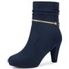 Allegra K Stivaletti da donna a metà polpaccio con zeppa e tacco alto, blu navy, 39 EU