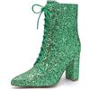 Perphy Glitter Lace Up Block Heel Stivaletti per le donne