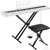 LEADZM Pianoforte Digitale Semi-Pesato a 88 Tasti, Tastiera Full Size, Tastiera Elettronica con Supporto a Forma di X a Doppio Tubo, Bluetooth MIDI, Leggio, Pedale Sustain, Cuffie (Bianco, All)