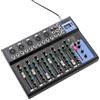 Fridgestea Mixer audio Bluetooth portatile, mixer a 7 canali con interfaccia audio USB, console mixer audio DJ con presa MP3 per registrazione, DJ, palcoscenici, karaoke (7 canali)