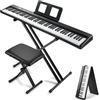 LEADZM Pianoforte Digitale Pieghevole a 88 Tasti, Tastiera Semi-Pesato, Pianoforte Elettronica con Doppia Modalità Bluetooth, 1000 Ritmi, 1000 Toni e 50 Demo per Principianti (Nero, All)