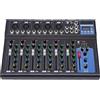 InSyoForeverEC - Console di mixaggio audio Bluetooth a 7 canali per Live Studio, USB, DJ, Amplificatore