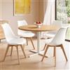 VASAGLE Sedie da Pranzo in Ecopelle, Set di 4, Gambe in Legno | Sedie Cucina con Cuscino Imbottito, 46,5 x 57 x 79 cm, per Soggiorno, Bianco e Colore Legno, COLLEZIONE LENNA KDC888WD01