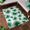furn. Algave Tappeto - Interno/Esterno Art Deco Palma Leaf Tessitura Piatta Lavabile Resistente Alle Intemperie Tropicale Tappeto (Verde - 120x170cm)
