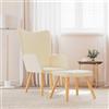 Générique Sedia Relax con Sgabello Crema Design Chic ed Elegante Telaio in Acciaio e Piedi in Legno, Schiuma Imbottita e Tessuto Morbido, Carico Max 110 kg per sedile