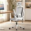 WXJHL Sedia da Ufficio Ergonomica con Supporto Lombare Regolabile, Poggiatesta 3D e Braccioli Ribaltabili, Sedia Scrivania in Rete, Schienale Alto per Ufficio, Studio e Gaming, Grigio