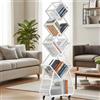 TerraVibe Libreria girevole nera, libreria girevole a 5 ripiani, 360°, libreria con ruote, per soggiorno, camera da letto, ufficio (bianco)
