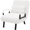 ML DESIGN modern living ML-Design Poltrona Divano Letto Singolo con Funzione 3 in 1, Poltrona Pieghevole e Schienale Regolabile, Sedia Richiudibile per Ospiti, Ufficio, Struttura in Acciaio e Ciniglia, Salvaspazio, Bianco