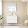 Kiamami Valentina Mobile Bagno Sospeso 60 cm Bianco Frontale Cannettato | 2 cassetti, lavabo in ceramica bianca incluso, legno nobilitato, base già assemblata, stile moderno