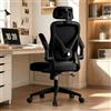 WXJHL Sedia da Scrivania Ergonomica con Sostegno Lombare Regolabile, Sedia da Ufficio con Braccioli Pieghevoli e Funzione Basculante, Sedia per Computer in Rete con Schienale Alto, Nero