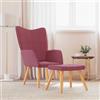Générique Poltrona Relax con Sgabello Rosso Bordeaux, Tessuto Morbido, Telaio in Acciaio e Piedi in Legno, Confortevole e Stabile, Carico Max 110 kg.