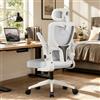 WXJHL Sedia da Ufficio Ergonomica con Supporto Lombare Adattivo, Poggiatesta Regolabile e Braccioli Ribaltabili, Sedia Scrivania in Rete per Home Office, Studio, Computer e Gaming, Bianco