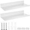 QJKEJI Mensole da Muro Piccole Bianco, Mensole da Parete, Mensola da Parete Piccola, Mensola a Muro Invisibili Metallo, Scaffale Libreria Bianco Galleggianti per Camera da Letto Cucina Bagno, 30x11.5x3,5 cm