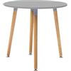 milani home - tavolo da pranzo rotondo in plastica e legno, grigio, diametro 80 cm, stile scandinavo