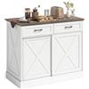 HOMCOM Isola cucina centrale 2 cassetti 106,4x57x92 cm Bianco e Marrone