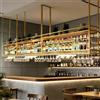 Rvtjy 80CM Portabottiglie da Soffitto, 2 Ripiani GOLD Grande Capacità | Soffitto Porta Bicchiere da Vino con Guardrail con Ripiano Portabicchieri, per Casa, Bar, Sala da Pranzo, Cucina