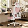 WXJHL Sedia da Ufficio Ergonomica con Supporto Lombare Adattivo, Poggiatesta Regolabile e Braccioli Ribaltabili, Sedia Scrivania in Rete per Home Office, Studio, Computer e Gaming, Rosa