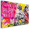 ARTEDinoi Quadro Moderno Stampa su Tela Pop Art Street Art Style all We Need Is Love Canvas Dimensione 90x60x2cm