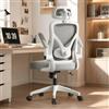 WXJHL Sedia da Scrivania Ergonomica con Sostegno Lombare Regolabile, Sedia da Ufficio con Braccioli Pieghevoli e Funzione Basculante, Sedia per Computer in Rete con Schienale Alto, Grigio